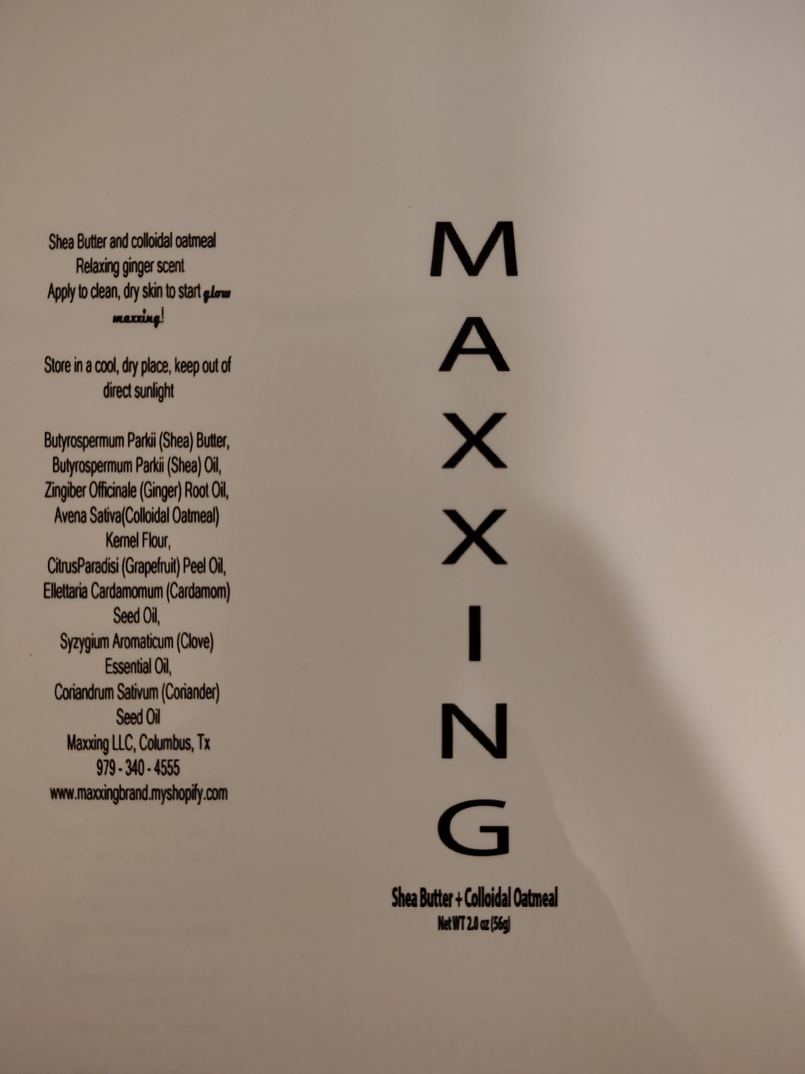 MAXXING unrefined whipped shea butter + colloidal oatmeal - Fresh ginger scent